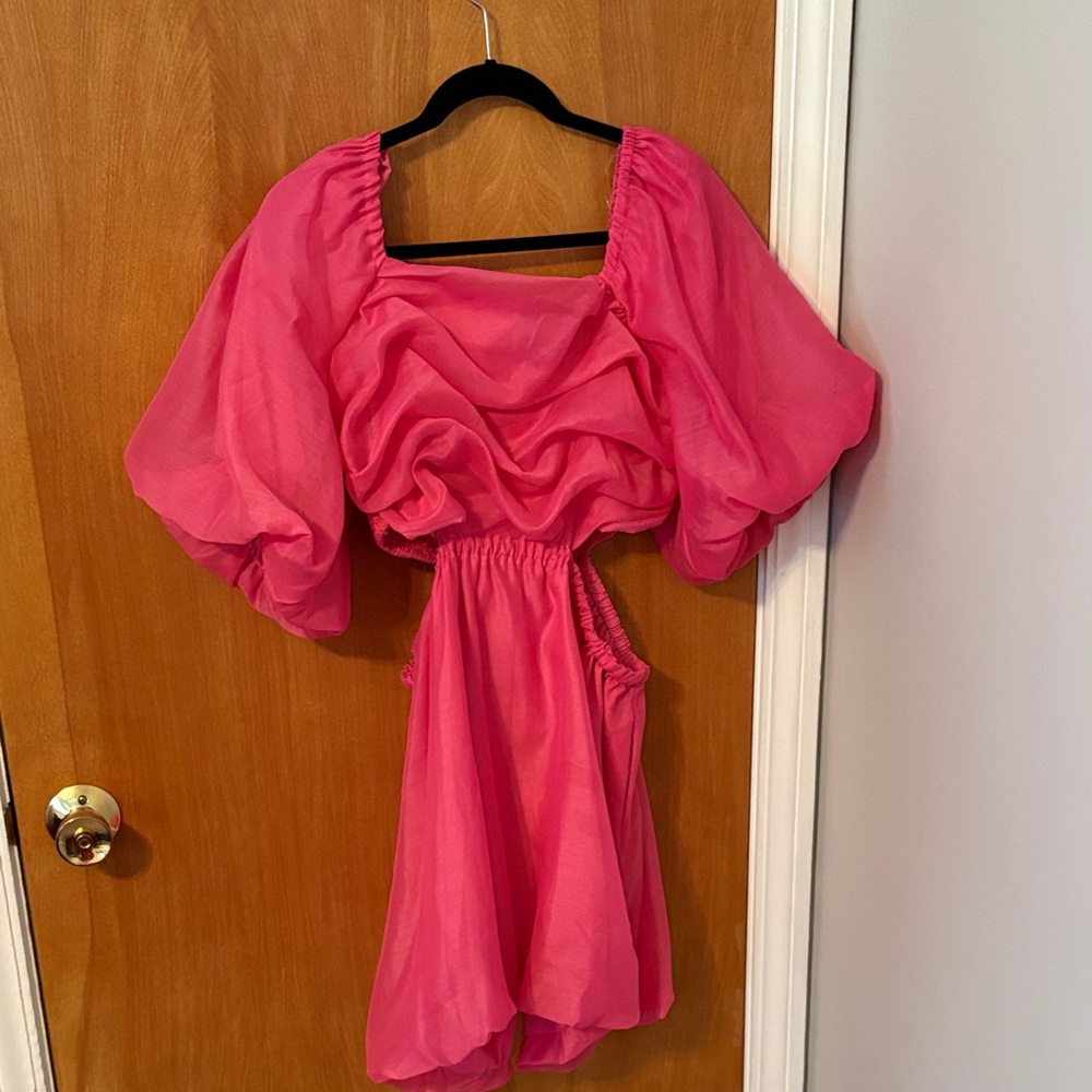 a new day Hot Pink Puff Sleeve Mini Dress